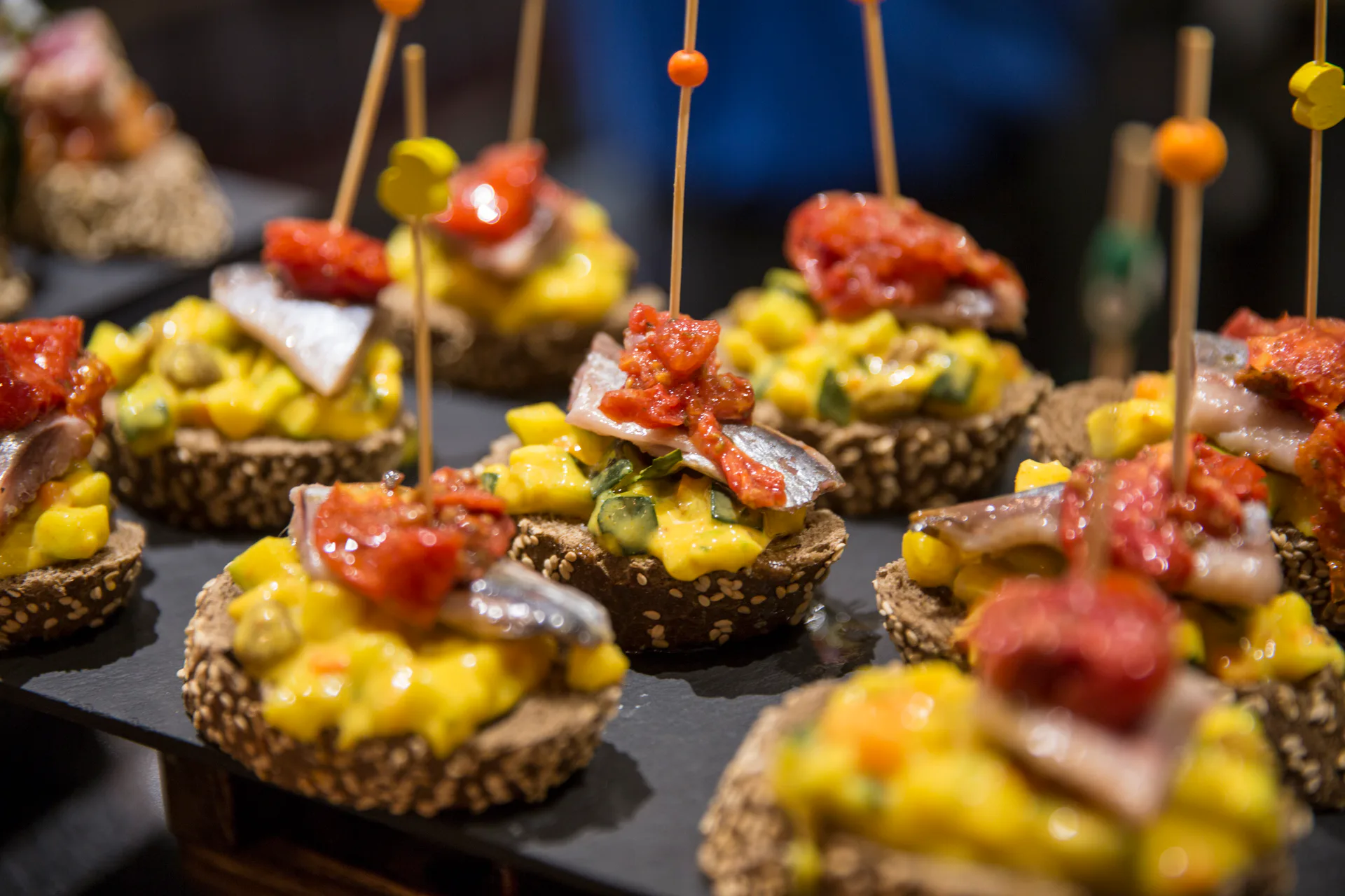 A bar of pintxos