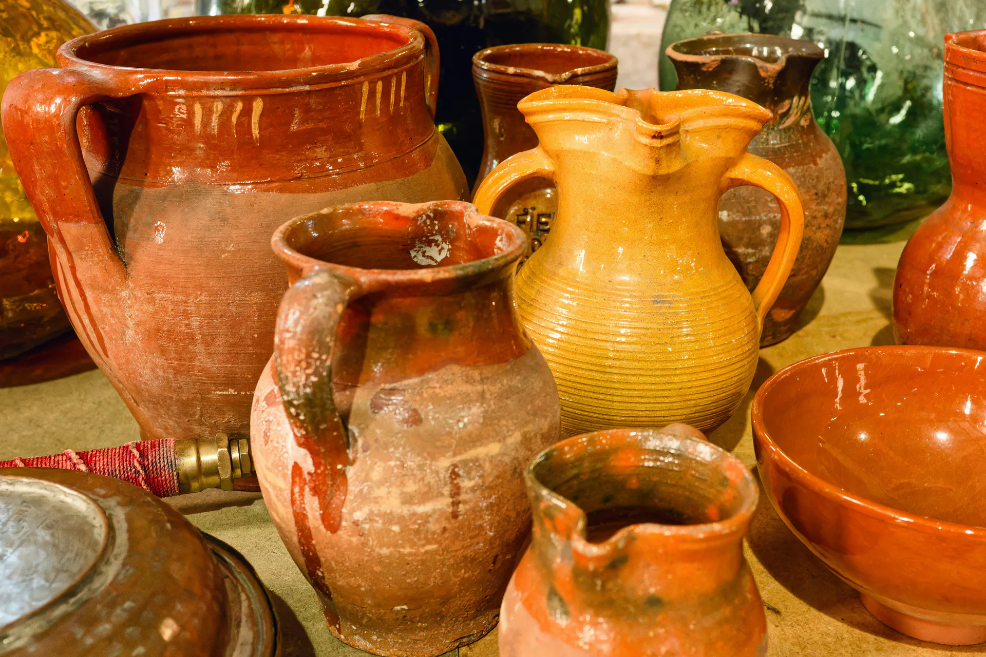 Glazed clay jugs and bowls