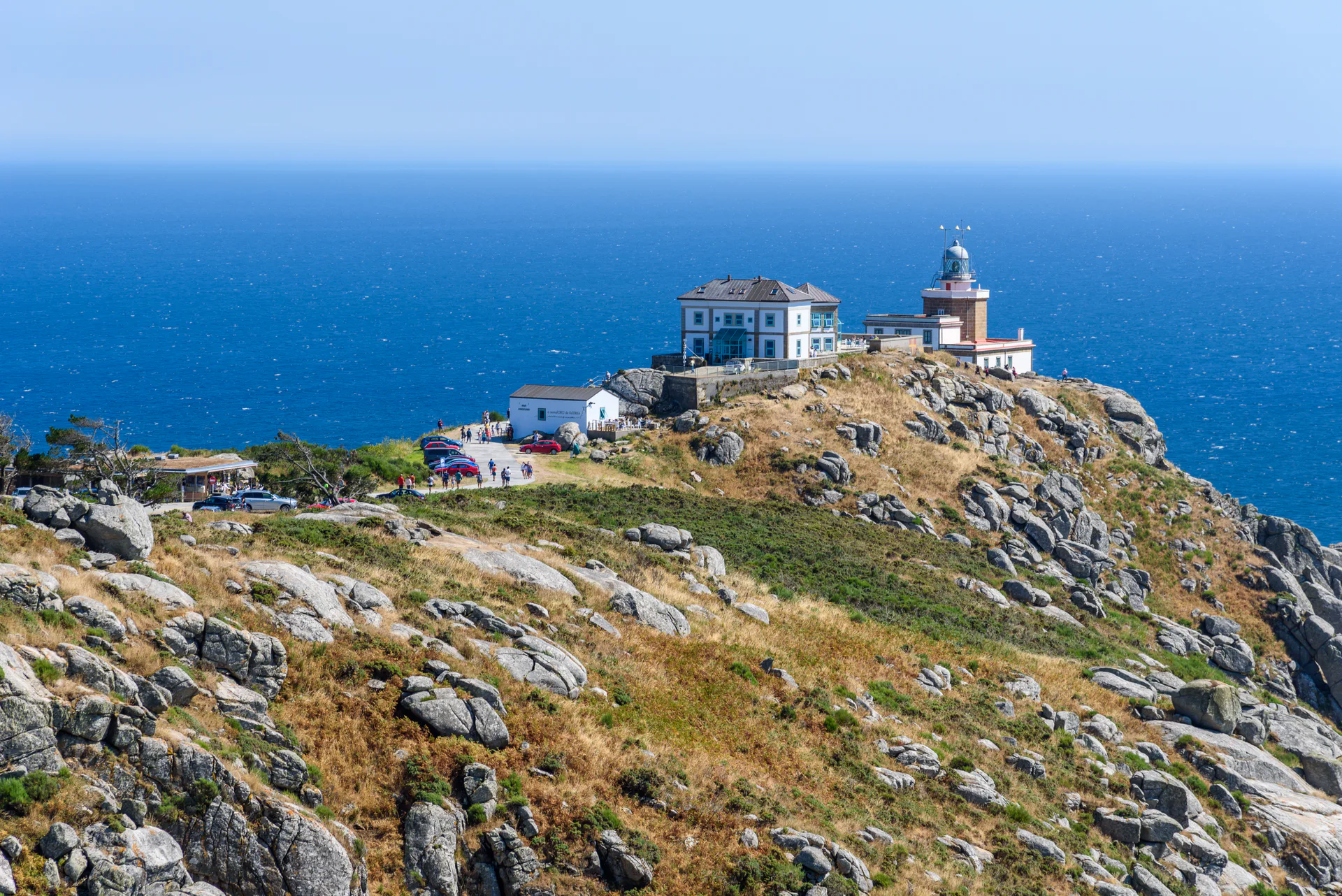 A lighthouse on a rocky Atlantic headland